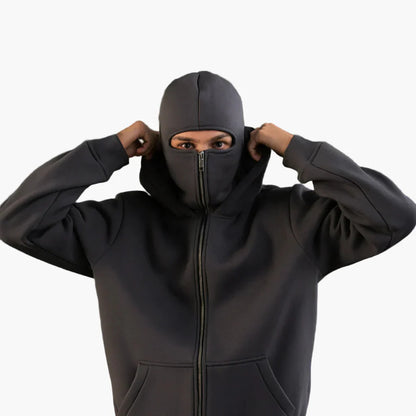 Herrar Urban Tech Hoodie med Integrerad Balaklava – Funktionell Streetwear för Aktiva