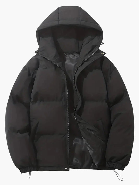 Herr Vinter Pufferjacka med Huva – Klassisk Stil & Optimal Värme för Kallt Väder