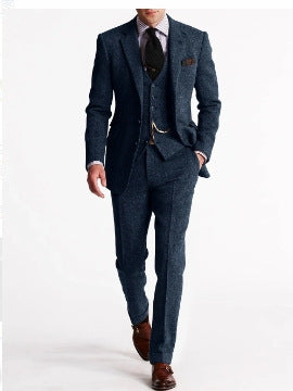 Herr Klassisk Tredelad Kostym Affär Slim Fit – Elegant Stil för Kontor och Fest