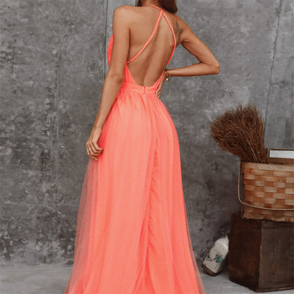 Imogen – Modernt Elegant Orange Hängande Tyllklänning