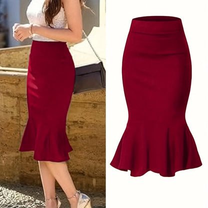 Dam Kjol Fishtail Midi Elegant Kontor Festklädsel