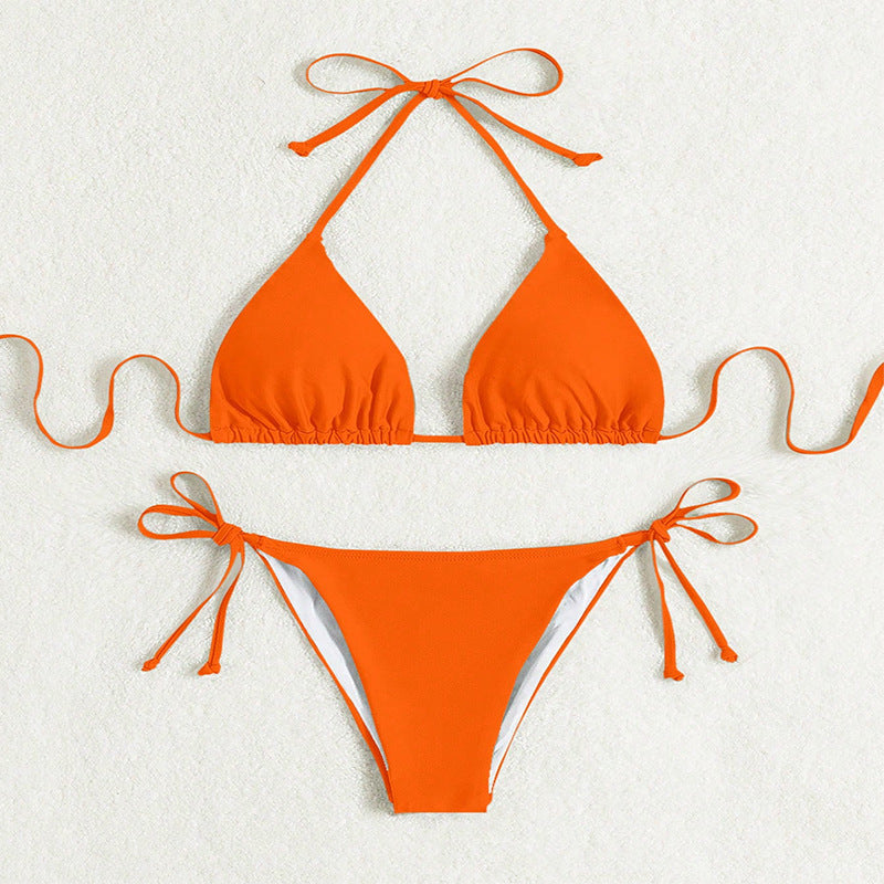 Donna – Bikinis med knytning i ren färg