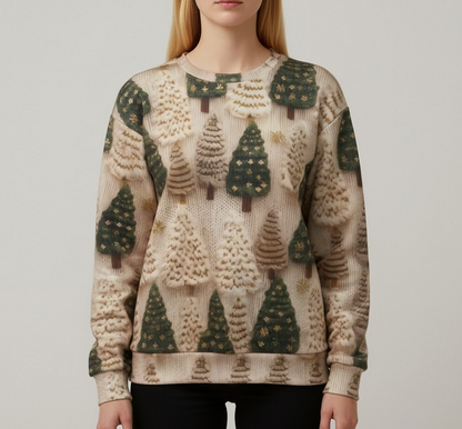 Damen Weihnachts-Shirt mit 3D-Tannenbäumen – Festlicher Look für die Winterzeit