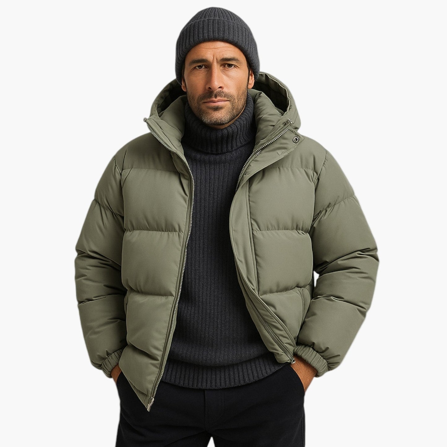 Herr Vinter Parkasjacka – Vadderad Puffer med Huva för Stad och Outdoor
