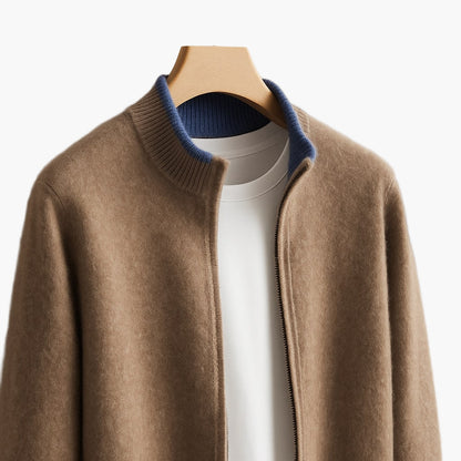 Herrjacka med dragkedja – Elegant stickad jacka för modern stil och vardagskomfort