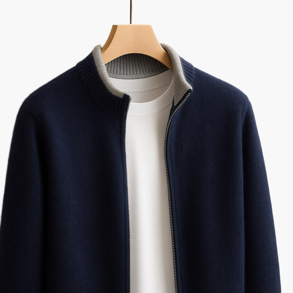 Herrjacka med dragkedja – Elegant stickad jacka för modern stil och vardagskomfort