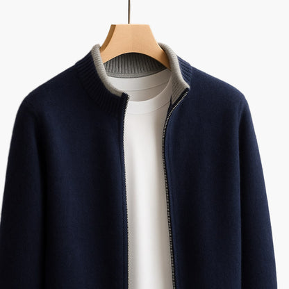 Herrjacka med dragkedja – Elegant stickad jacka för modern stil och vardagskomfort