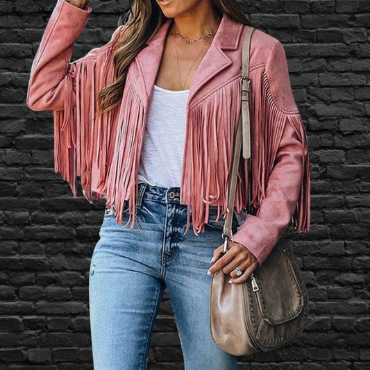 Tamara – Slim-fit långärmad fringing kappa
