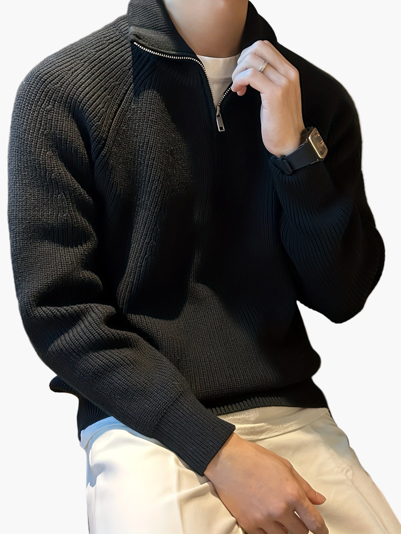 Herrtröja med dragkedja och avslappnad stil – Perfekt för vardagsbruk och höst/vinter