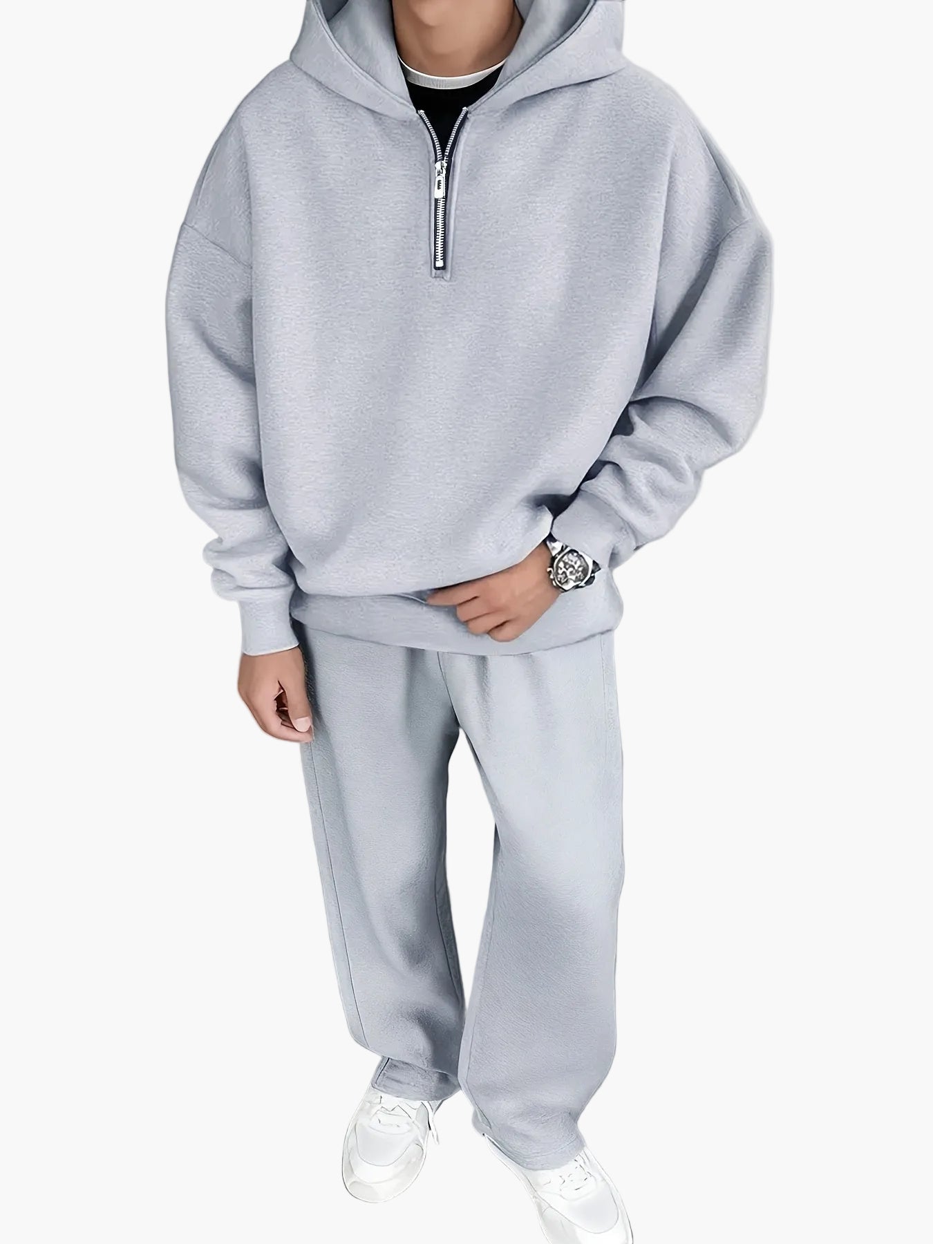 Herr Joggingdräkt med Huva – Avslappnad Streetwear Set för Höst och Vinter