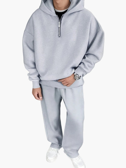 Herr Joggingdräkt med Huva – Avslappnad Streetwear Set för Höst och Vinter