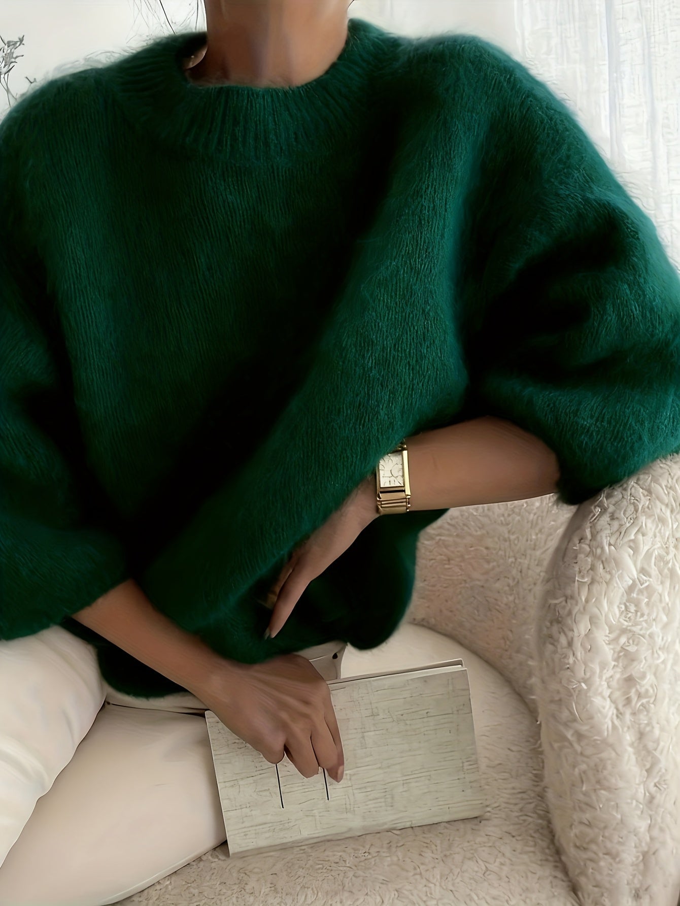 Damtröja Elegant Långärmad Oversize Stickad Höst/Vinter – Avslappnad Stil