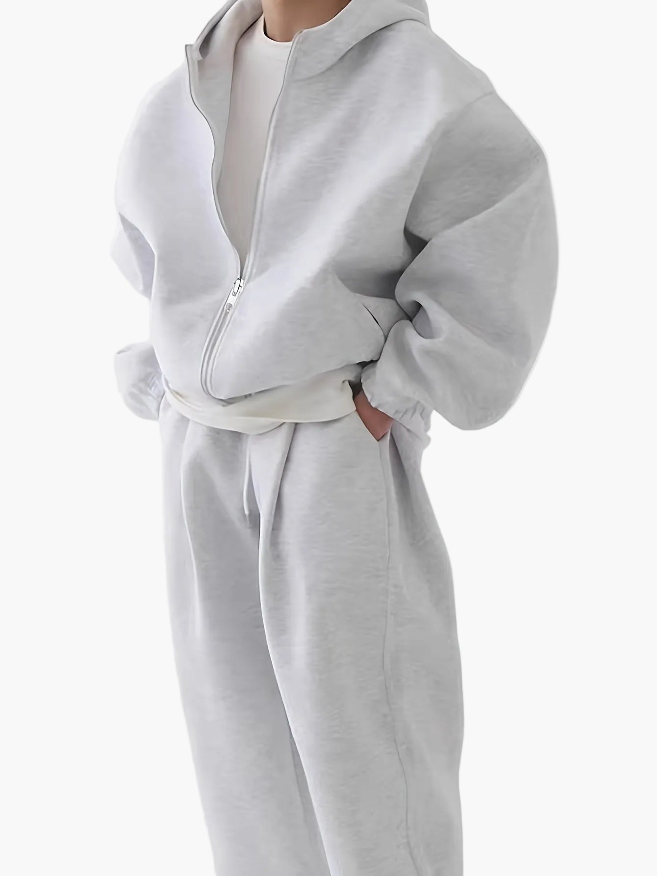 Herrarnas sportiga avslappnade set med hoodie och byxor – perfekt för träning och vardag