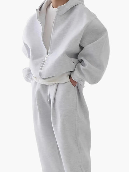 Herrarnas sportiga avslappnade set med hoodie och byxor – perfekt för träning och vardag