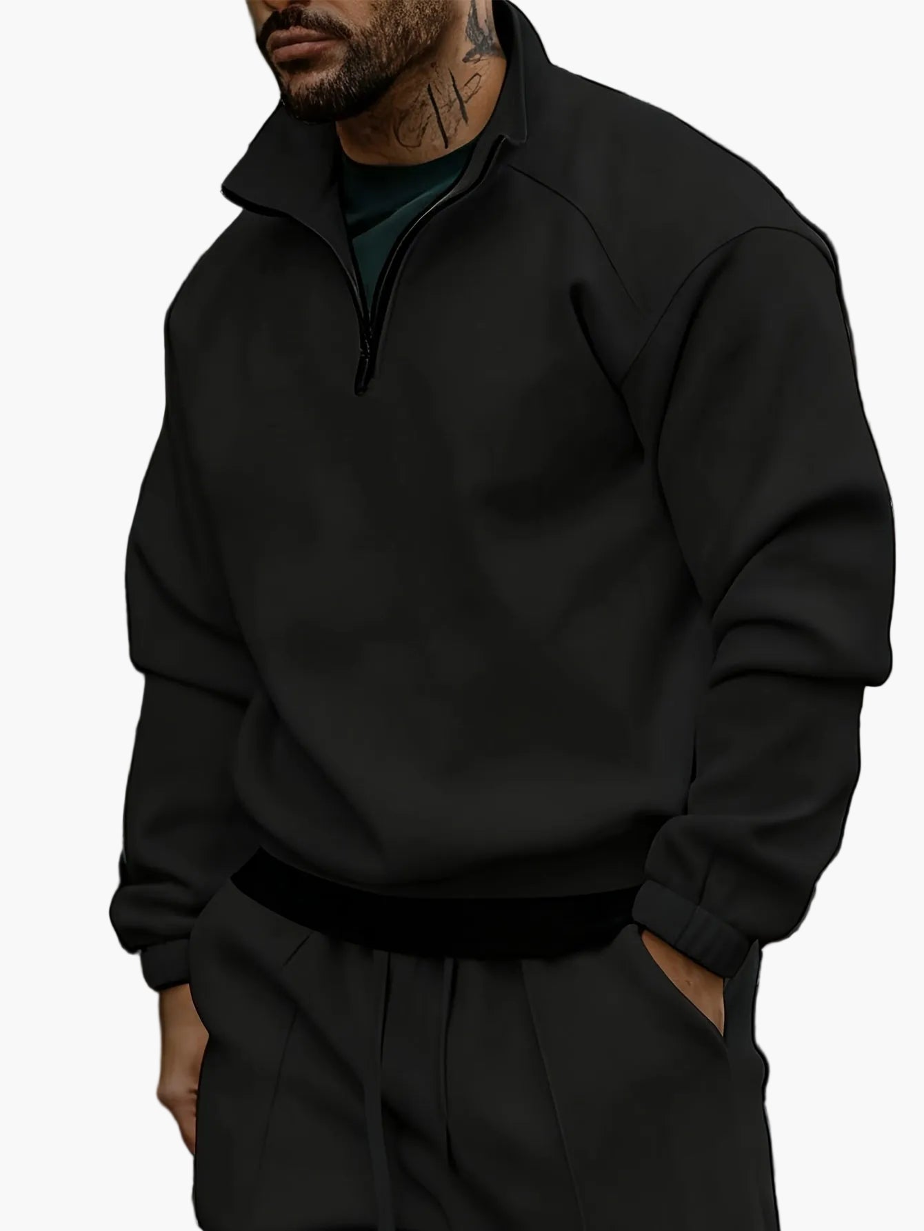 Herrarnas avslappnade träningsset med dragkedja – perfekt för vardag och fritid