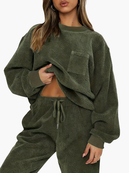 Damernas avslappnade set med sweatshirt och byxor – Loungewear för höst och vinter