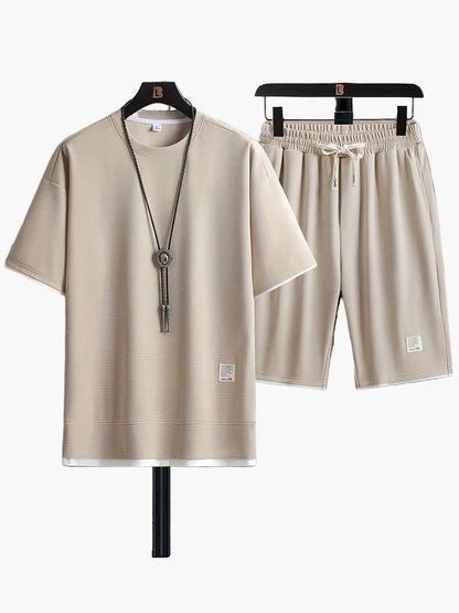 Herr Lounge-Set Tvådelad T-shirt och Shorts Casual Avslappnad Stil