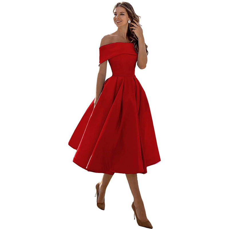Charlotte – Casual Strapless Satin Festklänning
