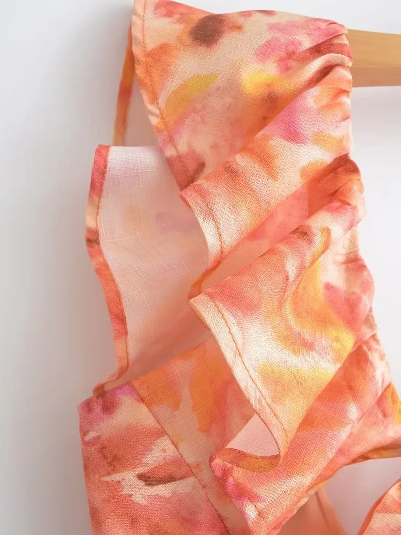 Damklänning med volang och ärmlös lång design – Perfekt för sommar och fest