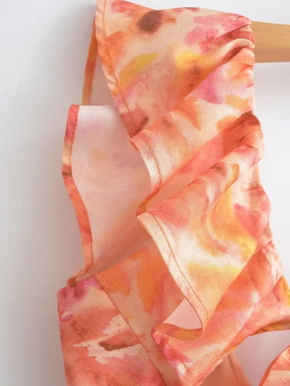 Damklänning med volang och ärmlös lång design – Perfekt för sommar och fest