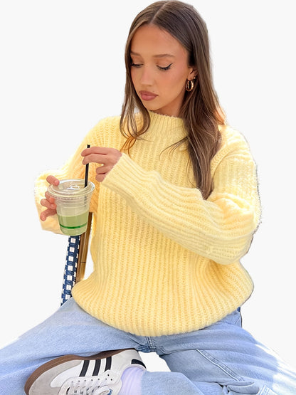 Damstickad avslappnad tröja för höst och vinter – vardagsstil och komfort