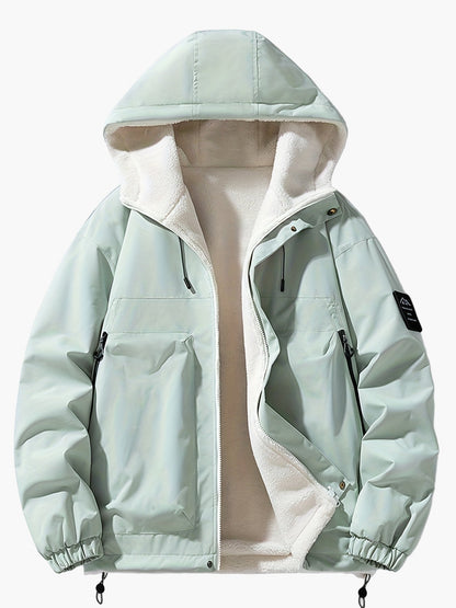 Herr Vind- och Vattentät Vinterjacka med Huva, Fodrad, Fritidsstil