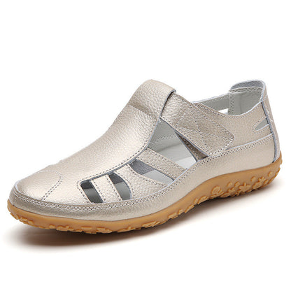 Kate – Sommarhandmade Retro Mjuk Sula Veganläder Velcro Avslappnade Skor