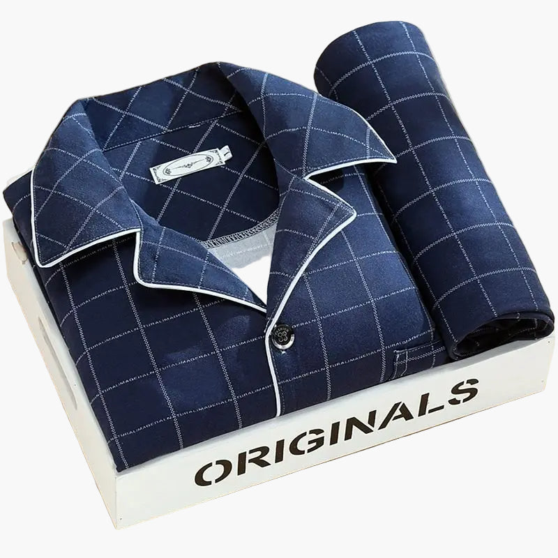 Herrpyjamas set – Klassisk och trendig pyjamas med vete-motiv, långärmad, perfekt för natt och lounge