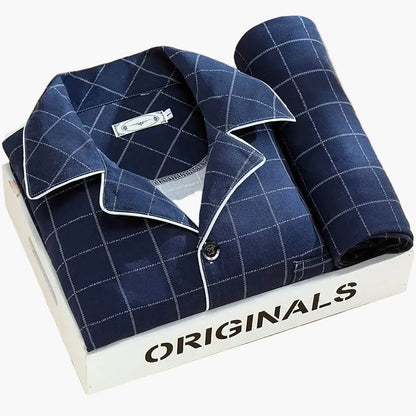 Herrpyjamas set – Klassisk och trendig pyjamas med vete-motiv, långärmad, perfekt för natt och lounge