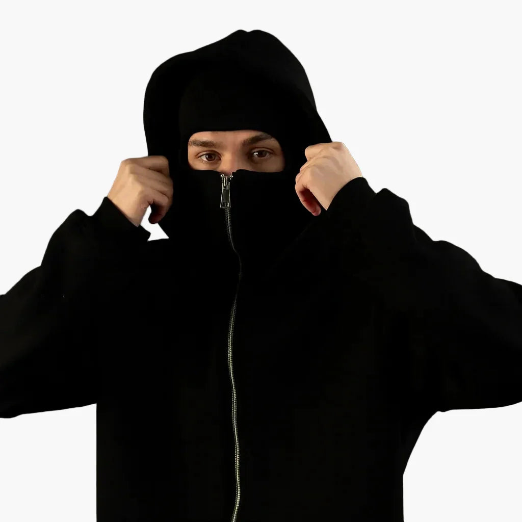 Herrar Urban Tech Hoodie med Integrerad Balaklava – Funktionell Streetwear för Aktiva