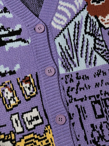 Herrkofta med konstnärligt porträtt och vintagemotiv – avslappnad stil för höst och vinter