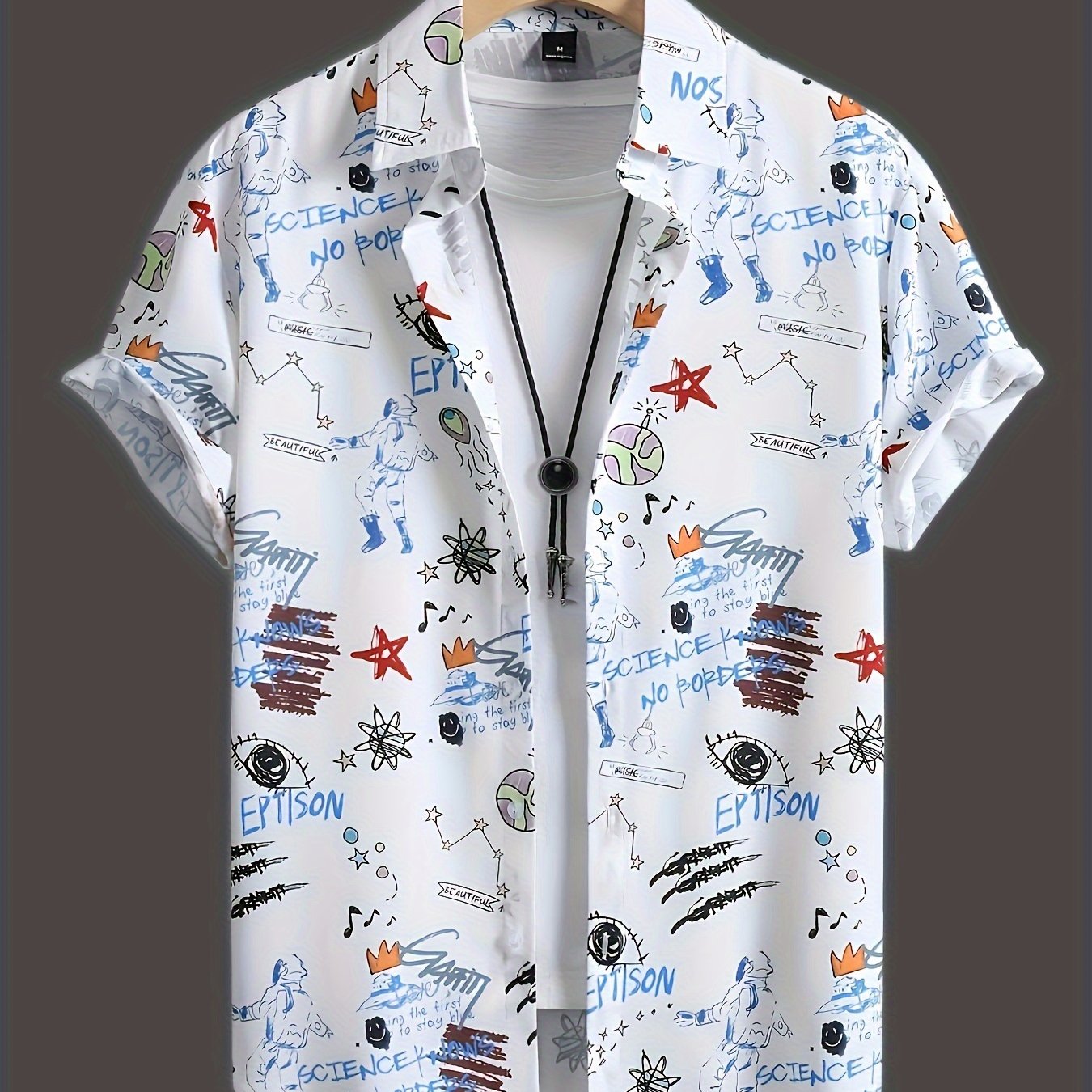 Herr Skjorta Kortärmad Streetwear Graffiti-Print Modern Casual Statement