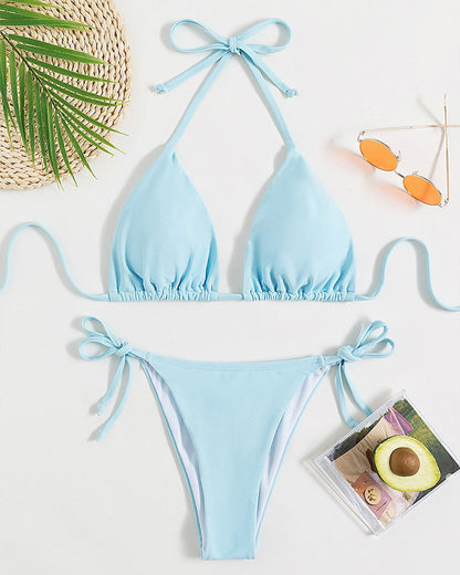 Donna – Bikinis med knytning i ren färg