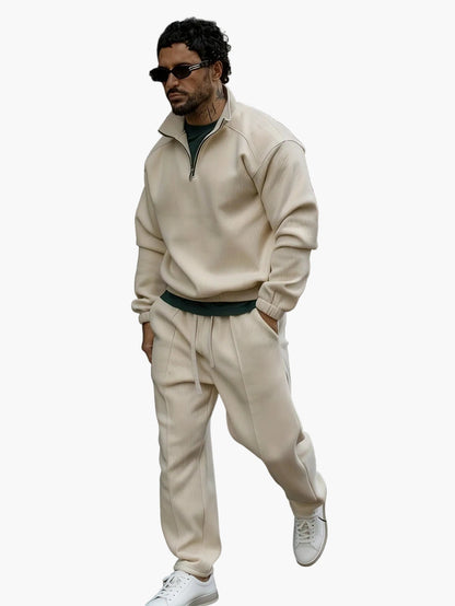 Herrarnas avslappnade träningsset med dragkedja – perfekt för vardag och fritid