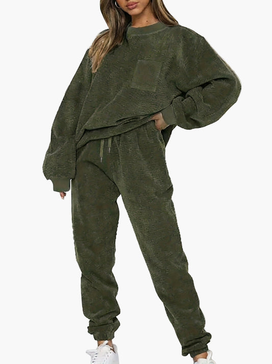 Damernas avslappnade set med sweatshirt och byxor – Loungewear för höst och vinter