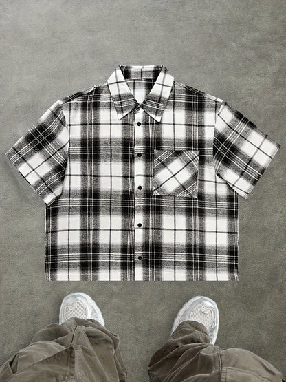 Herr Skjorta Kortärmad Rutig Avslappnad Streetwear Trendig
