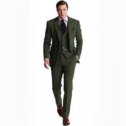 Herr Klassisk Tredelad Kostym Affär Slim Fit – Elegant Stil för Kontor och Fest