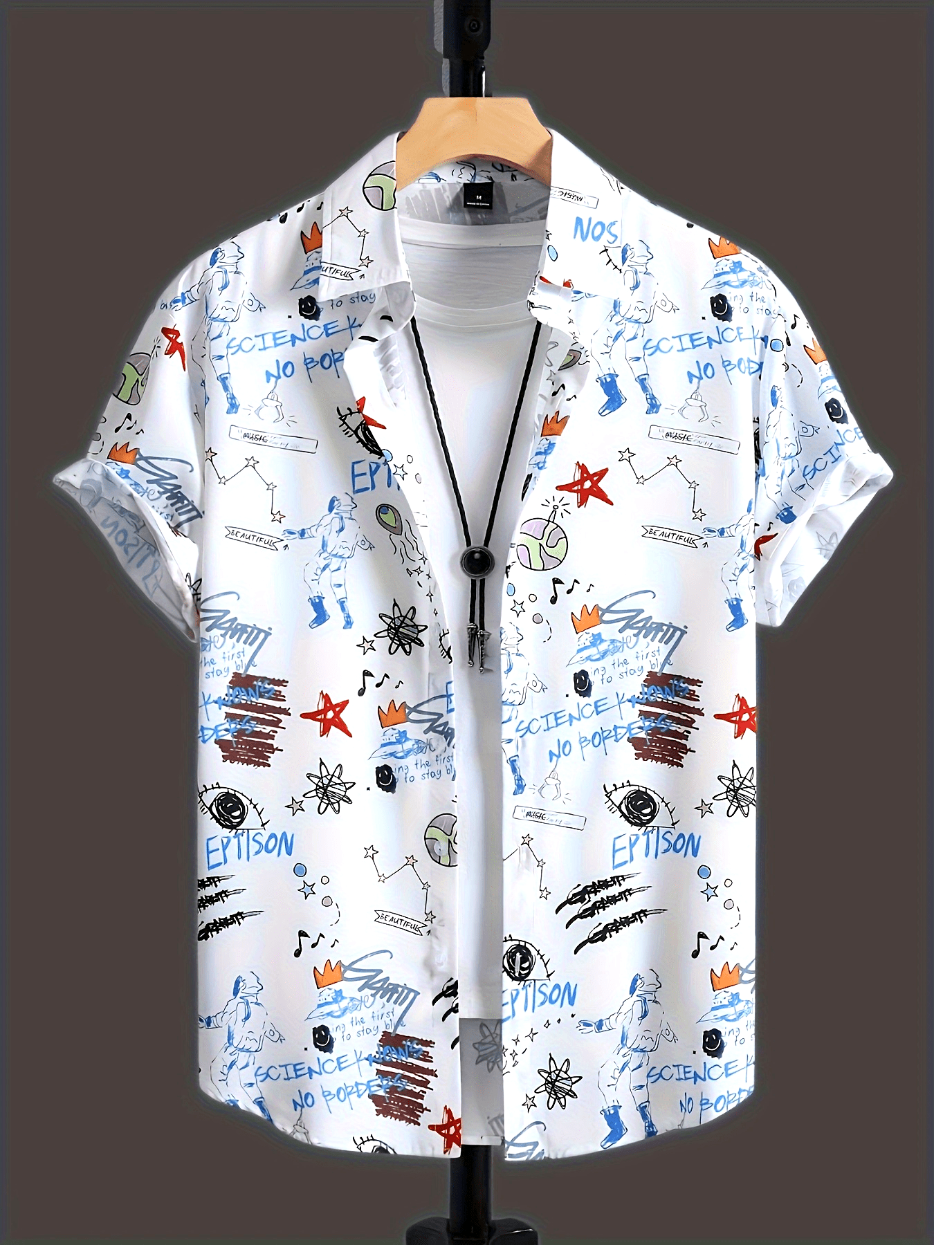 Herr Skjorta Kortärmad Streetwear Graffiti-Print Modern Casual Statement