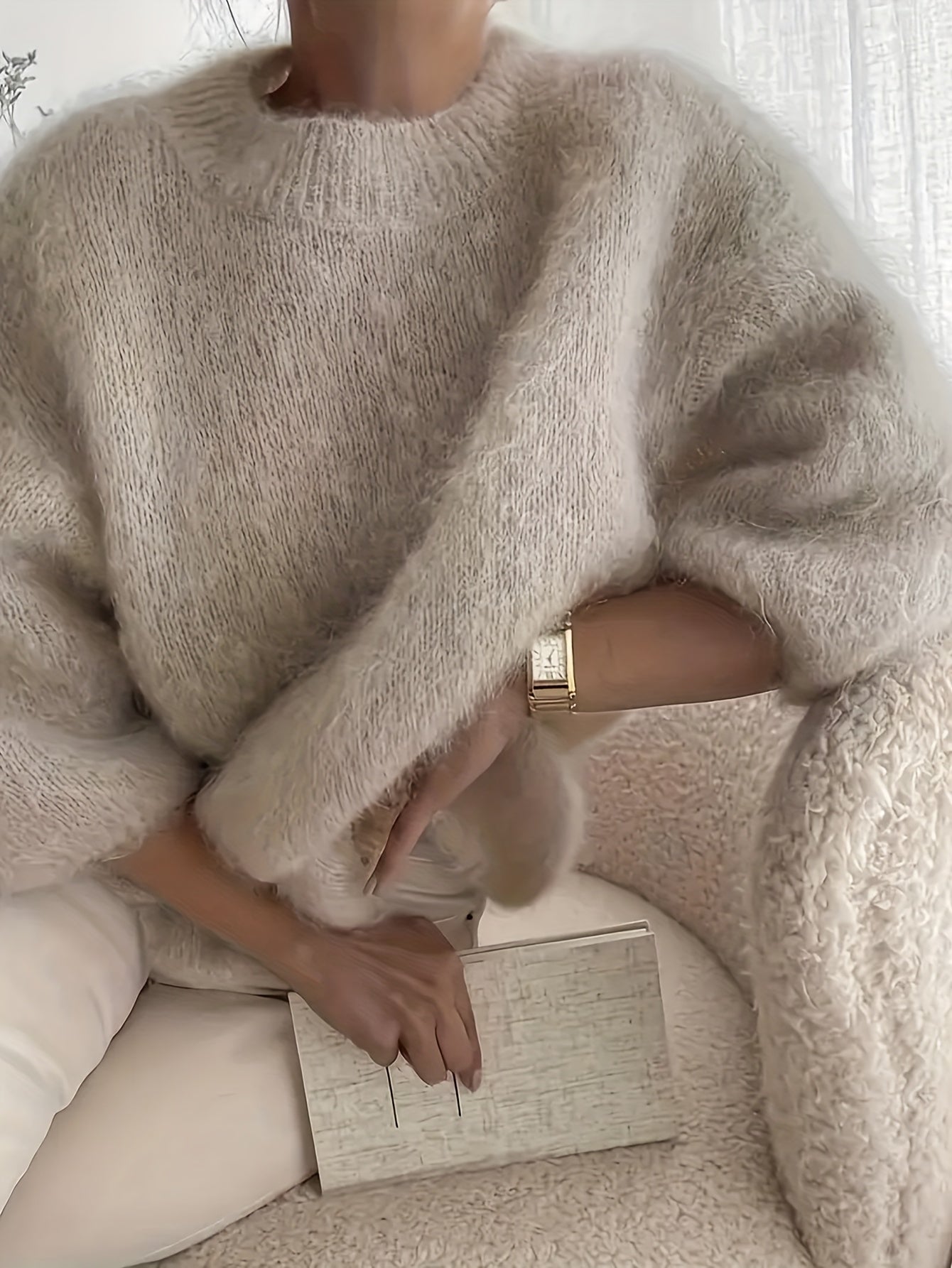 Damtröja Elegant Långärmad Oversize Stickad Höst/Vinter – Avslappnad Stil