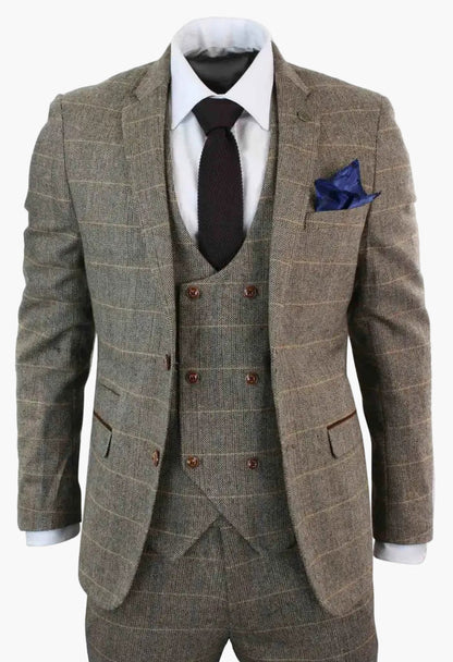 Herrkostym Tredelad Double Breasted – Klassisk Engelsk Stil för Bröllop och Fest
