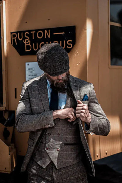 Herrkostym Tredelad Double Breasted – Klassisk Engelsk Stil för Bröllop och Fest