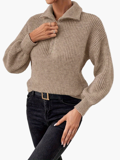 Damtröja med dragkedja och elegant stil för vardagsbruk