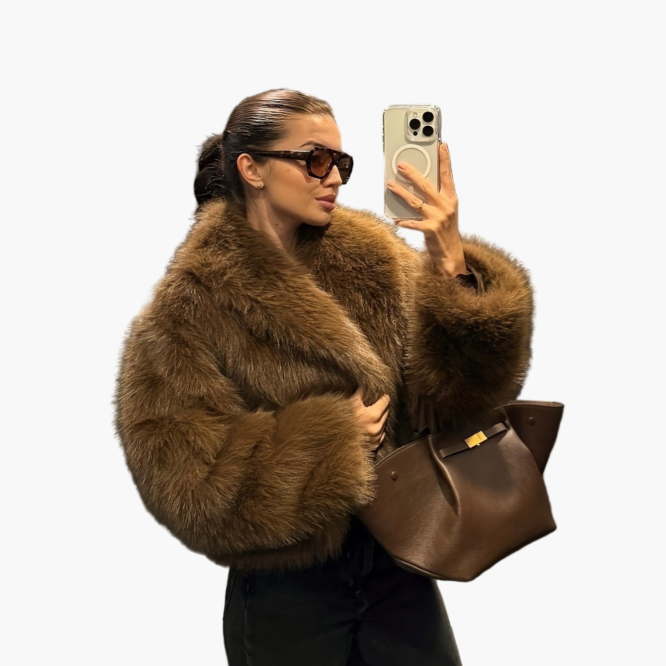 Dam Kort Fuskpälsjacka Chic Weekend Vinterjacka