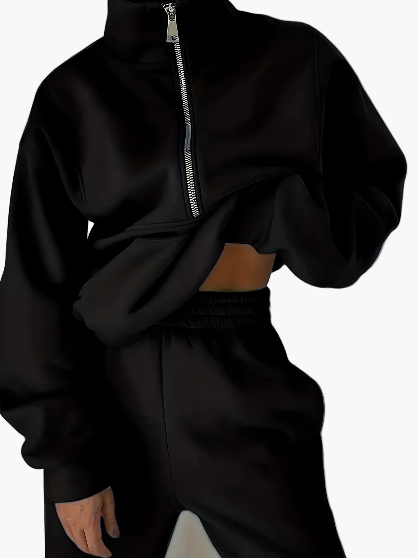 Dam Halvzip Sportig Sweatshirt med Modern Stand-up Krage – Perfekt för Träning och Vardag