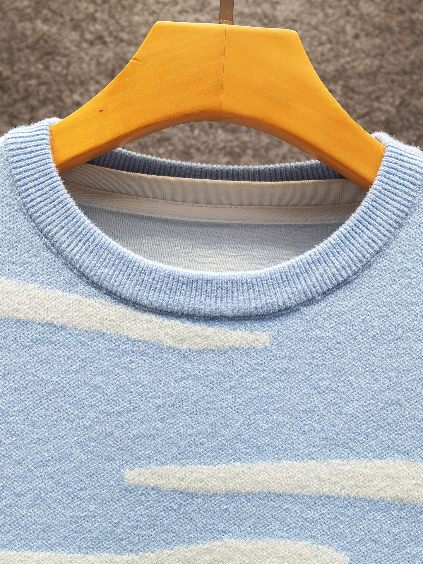 Herrtröja med lantligt landskapsmotiv och ko – Stickad, avslappnad, perfekt för höst och vinter