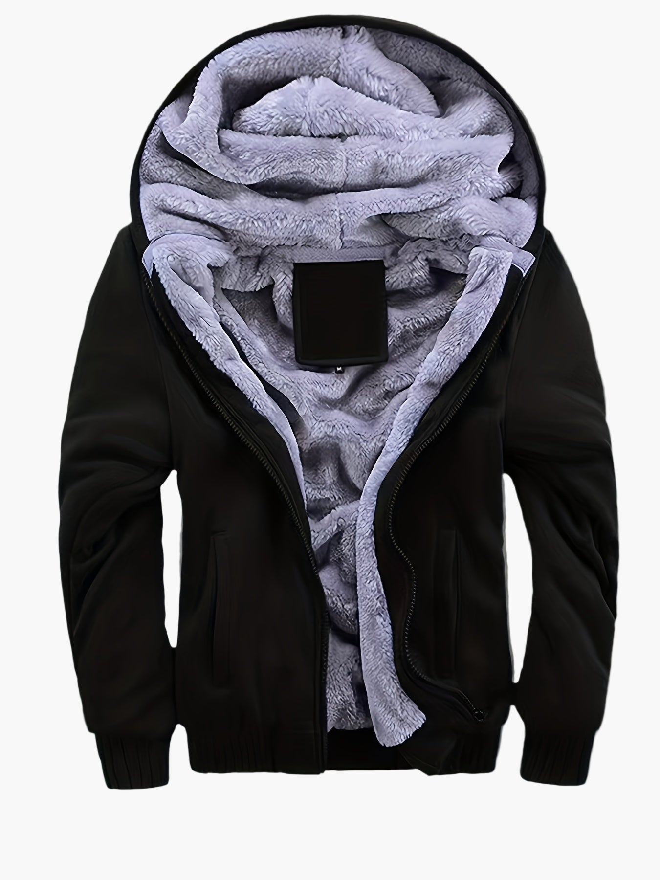Herr Vinterjacka med Huva – Varm Fodrad Hoodie för Vardagsbruk
