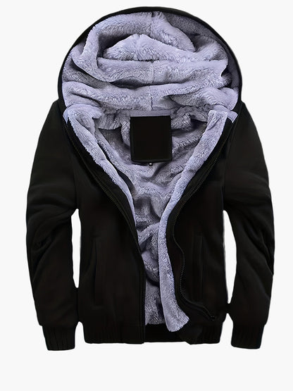 Herr Vinterjacka med Huva – Varm Fodrad Hoodie för Vardagsbruk