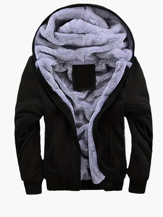 Herr Vinterjacka med Huva – Varm Fodrad Hoodie för Vardagsbruk
