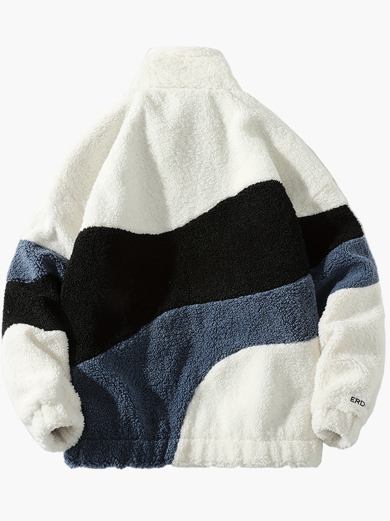 Herr Preppy Fleecejacka med Färgblock och Dragkedja – Trendig Vår- och Höstjacka