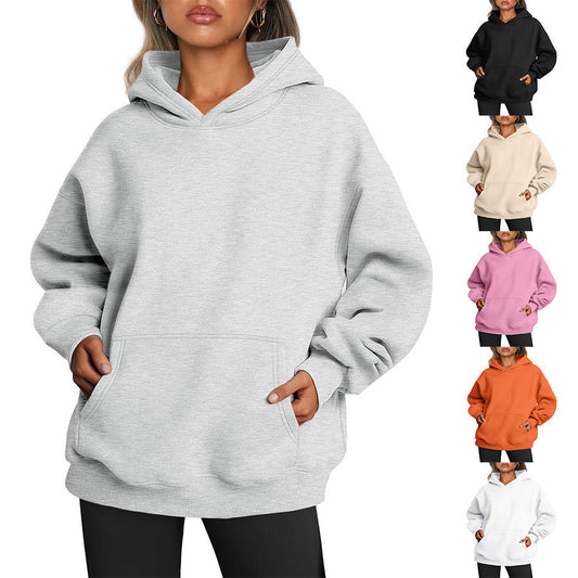 Alice – Oversized Fleece Hoodie med Fickor och Lång Ärmar